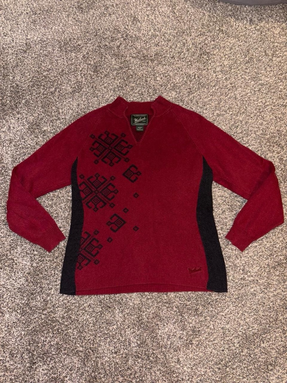 Vintage Red and black 90s v neck sweater with grunge design